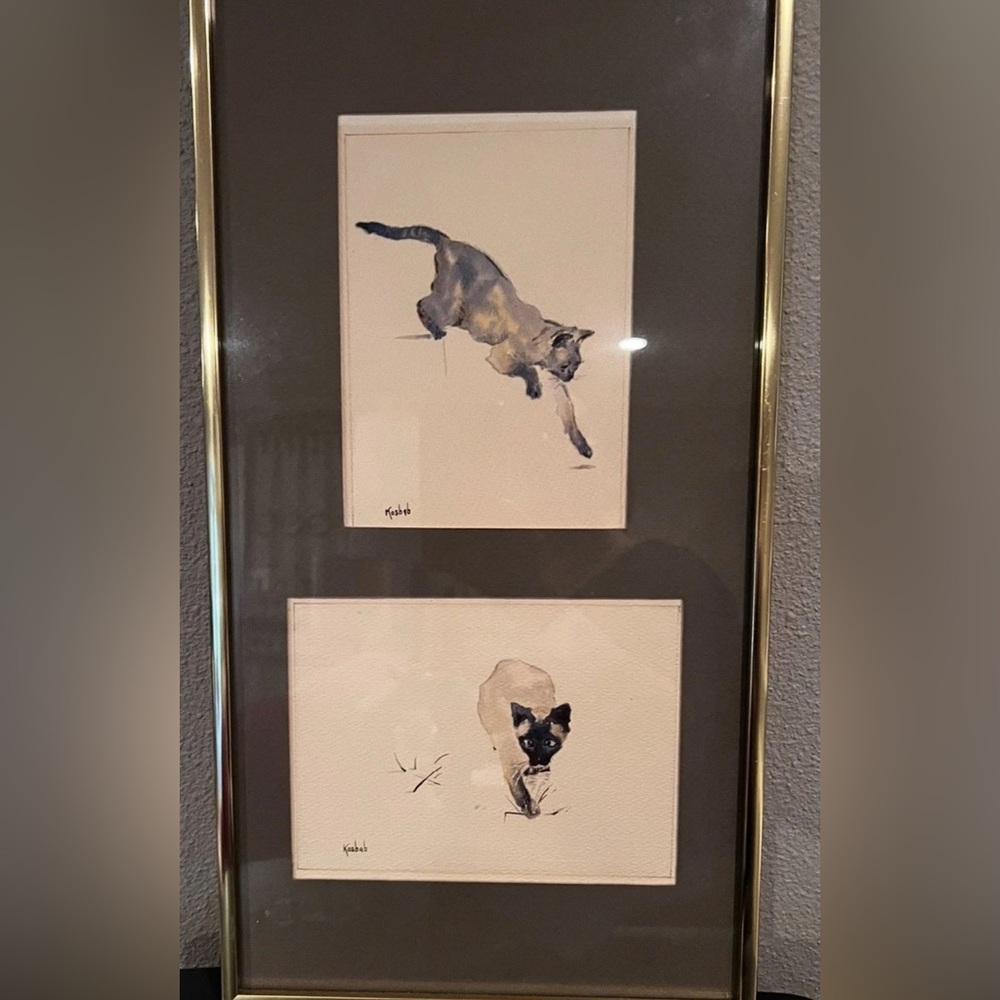 Signed Watercolor double picture art work hanging frame matte New Orleans 1979 - Picture 8 of 9